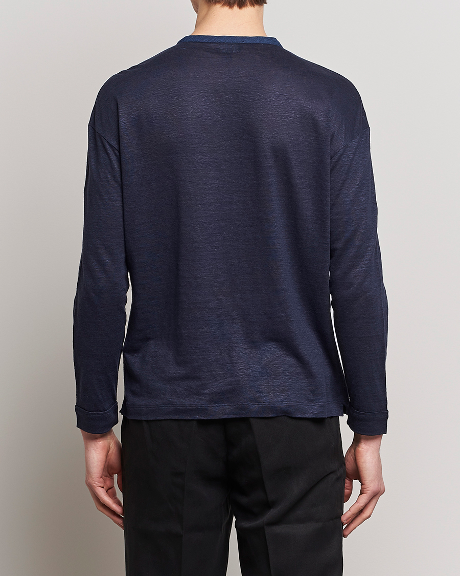 Herre | Trøjer | Giorgio Armani | Linen Henley Navy