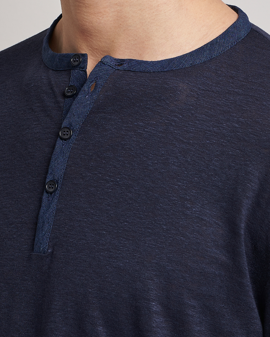 Herre | Trøjer | Giorgio Armani | Linen Henley Navy