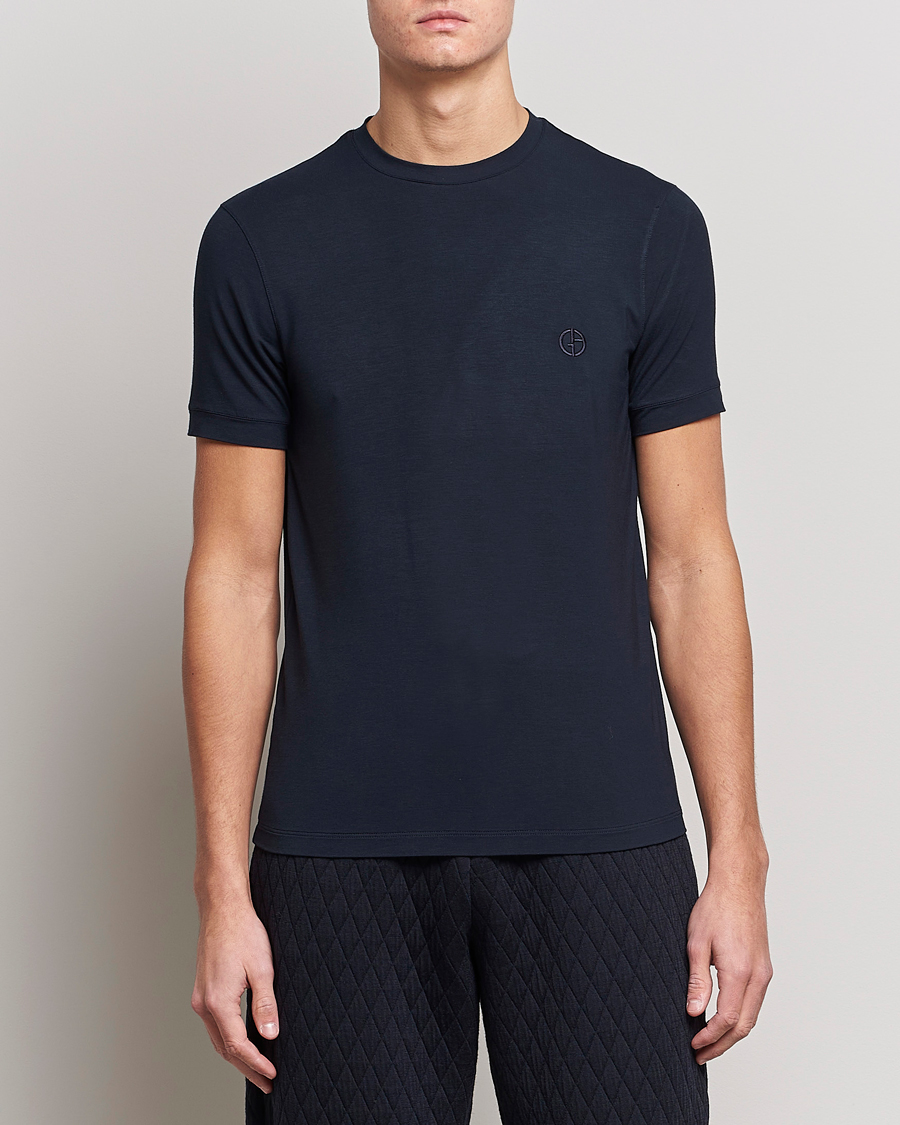 Herre | Italian Department | Giorgio Armani | Embroidered Logo T-Shirt Navy