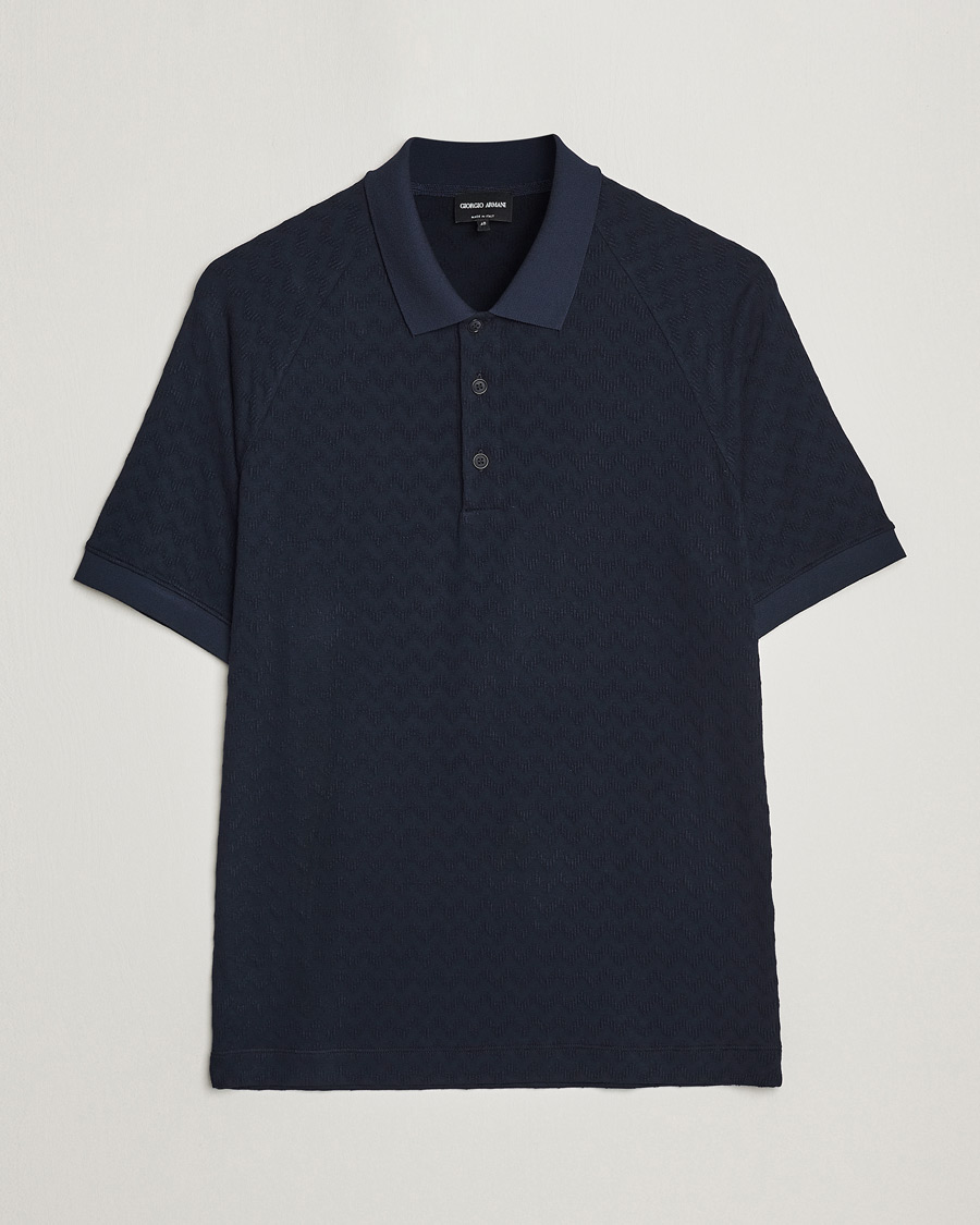 Herre | Polotrøjer | Giorgio Armani | Jacquard Short Sleeve Polo Navy