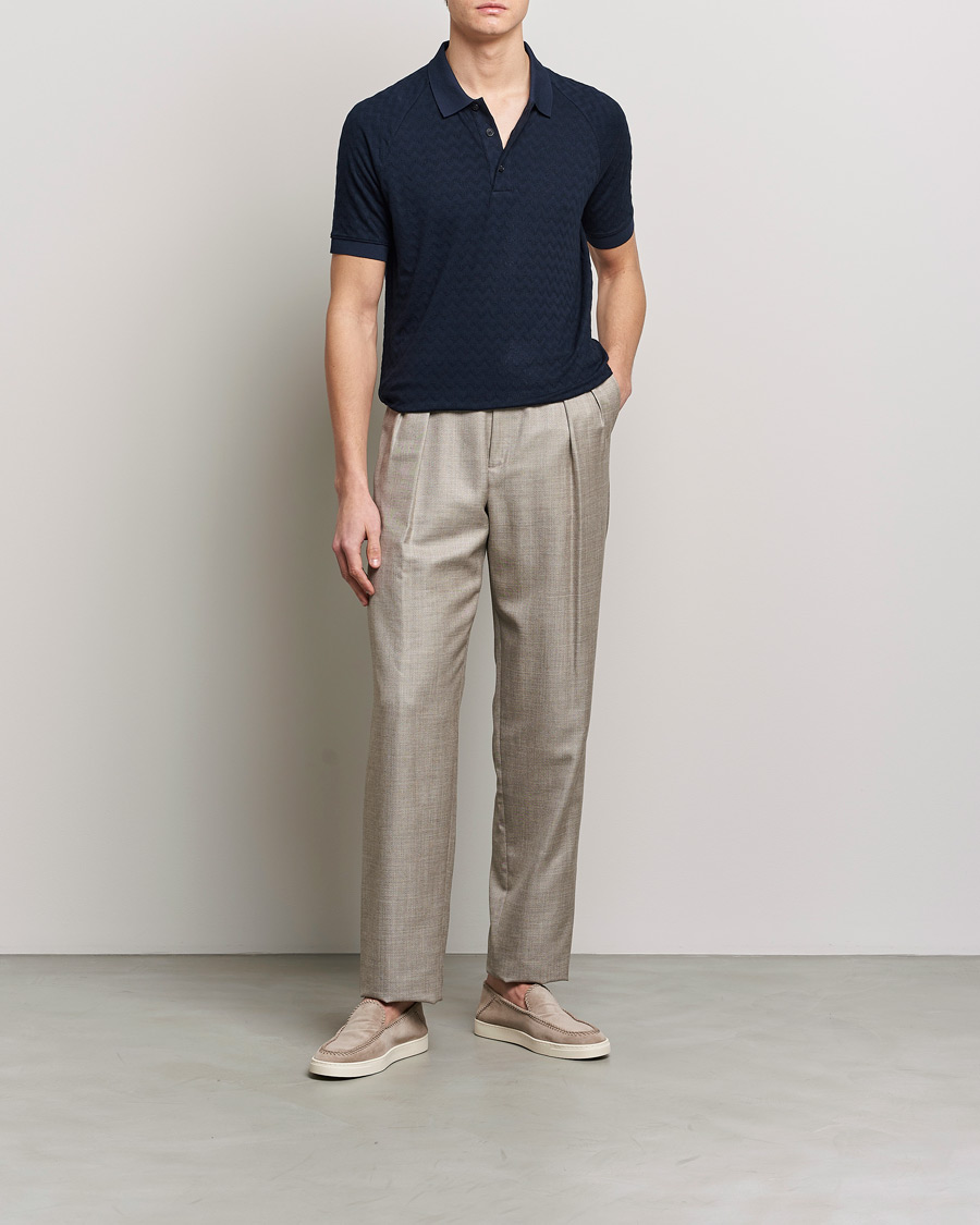 Herre | Polotrøjer | Giorgio Armani | Jacquard Short Sleeve Polo Navy