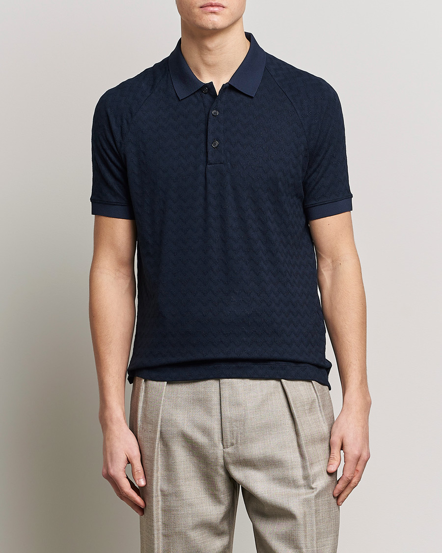 Herre | Polotrøjer | Giorgio Armani | Jacquard Short Sleeve Polo Navy