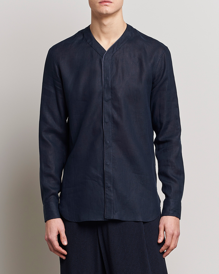 Herre | Skjorter | Giorgio Armani | Linen Guru Shirt Navy