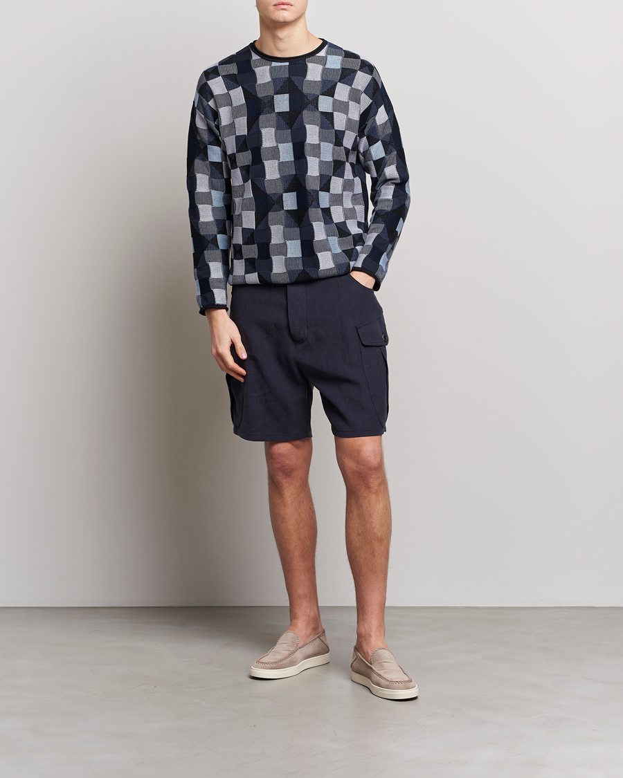 Herre | Shorts | Giorgio Armani | Linen Cargo Shorts Navy