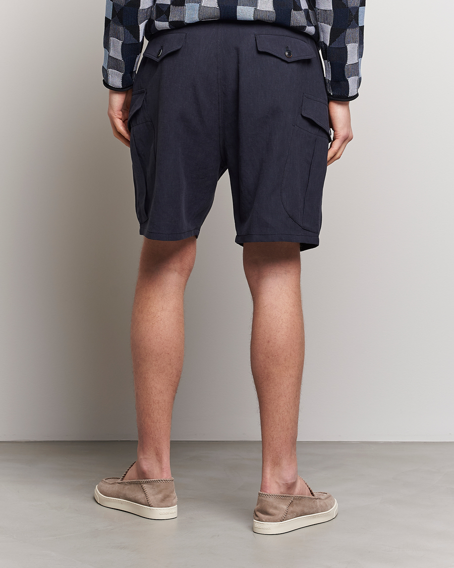 Herre | Shorts | Giorgio Armani | Linen Cargo Shorts Navy