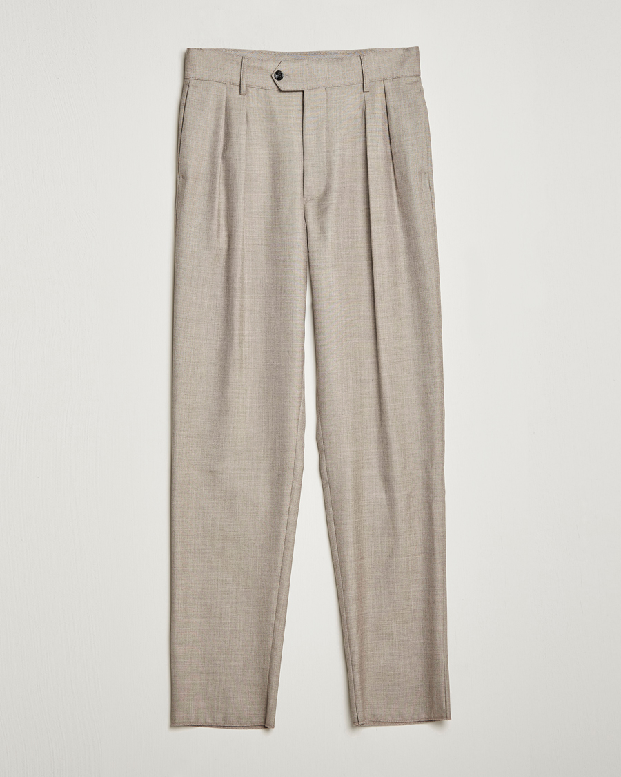Herre | Bukser | Giorgio Armani | Pleated Wool Trousers Light Grey