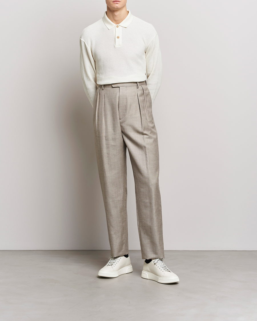 Herre | Bukser | Giorgio Armani | Pleated Wool Trousers Light Grey