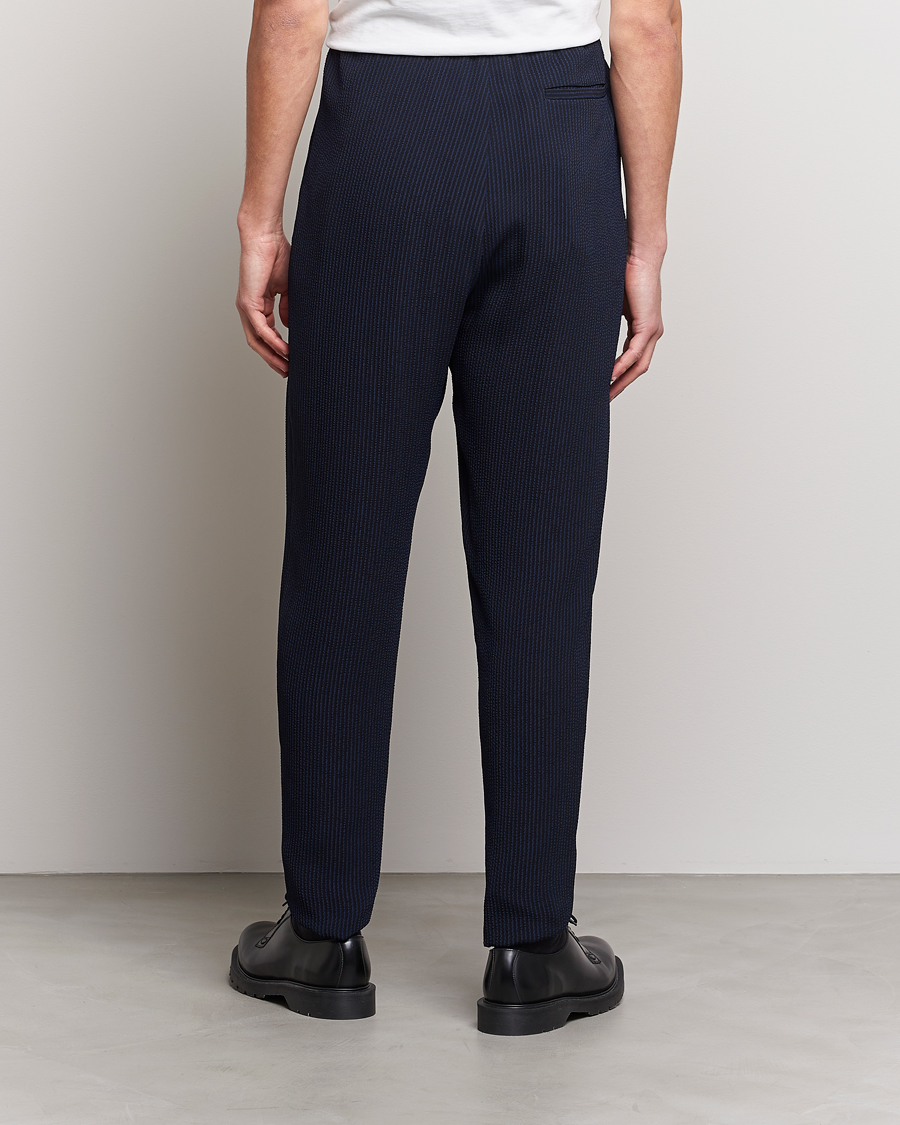 Herre | Bukser | Giorgio Armani | Pleated Seersucker Pants Navy