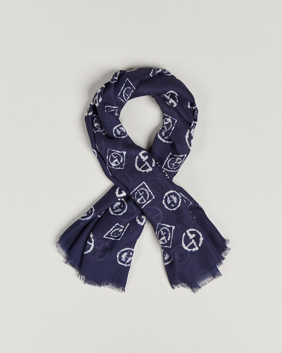 Herre | Giorgio Armani Woven Logo Scarf Navy | Giorgio Armani | Woven Logo Scarf Navy