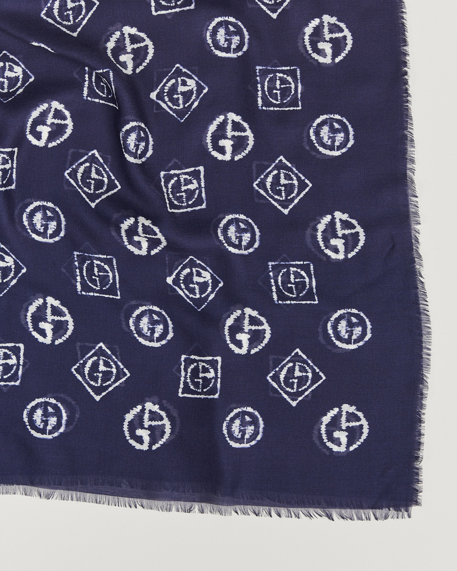 Herre | Giorgio Armani Woven Logo Scarf Navy | Giorgio Armani | Woven Logo Scarf Navy