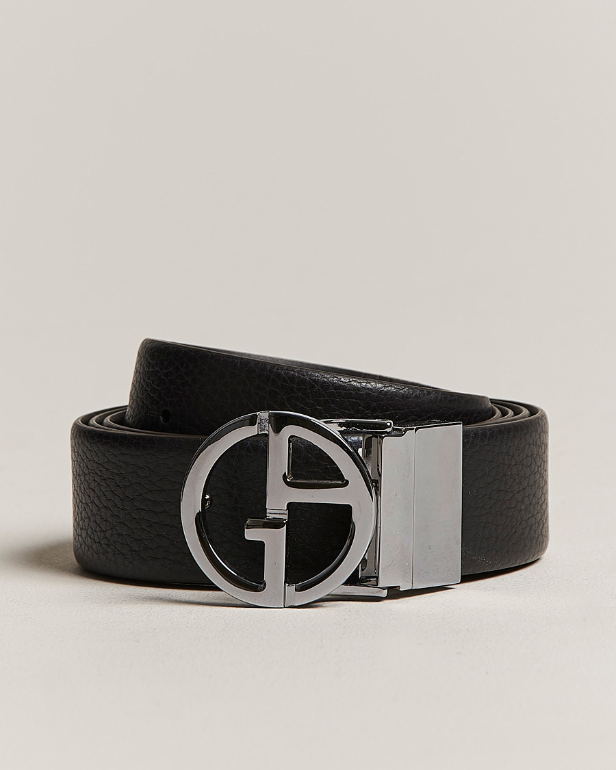 Herre | Giorgio Armani Reversible Leather Belt Black | Giorgio Armani | Reversible Leather Belt Black