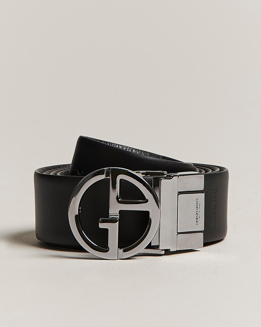 Herre | Giorgio Armani Reversible Leather Belt Black | Giorgio Armani | Reversible Leather Belt Black