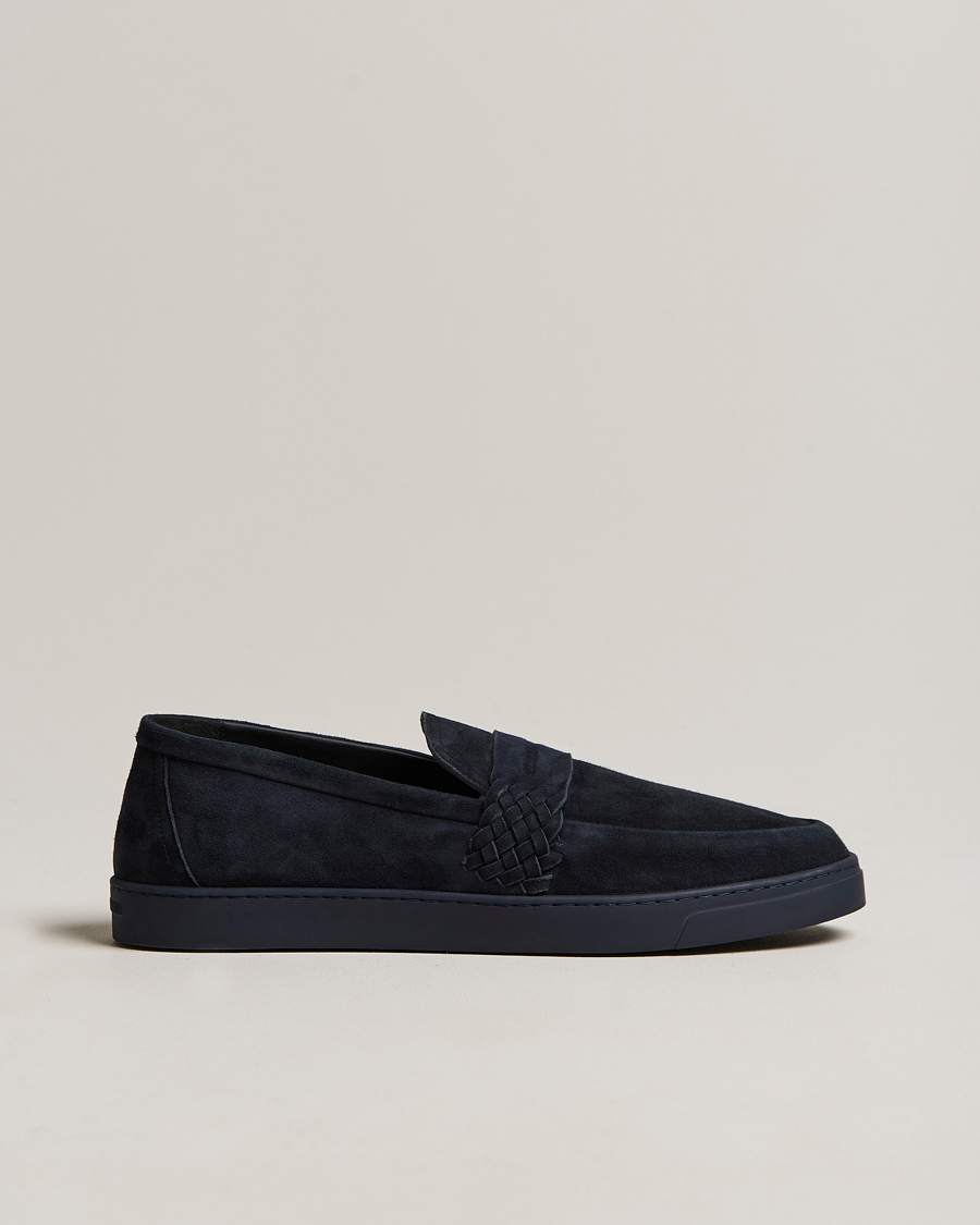 Herre | Giorgio Armani Suede Intrecci Loafers Navy | Giorgio Armani | Suede Intrecci Loafers Navy