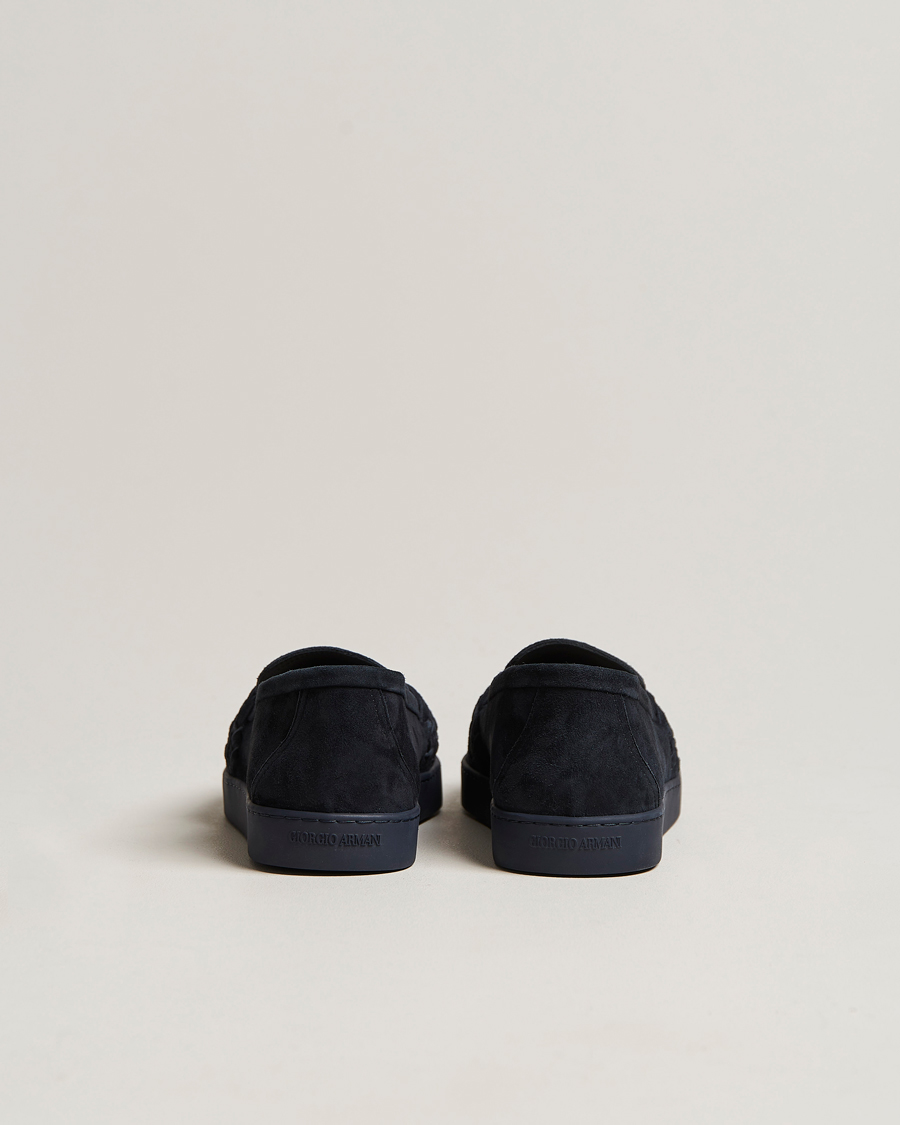 Herre | Giorgio Armani Suede Intrecci Loafers Navy | Giorgio Armani | Suede Intrecci Loafers Navy