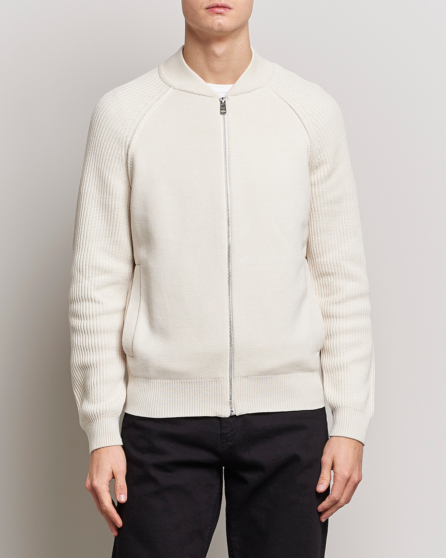 Herre | Full-zip | BOSS BLACK | Grissino Structured Knitted Full-Zip Open White