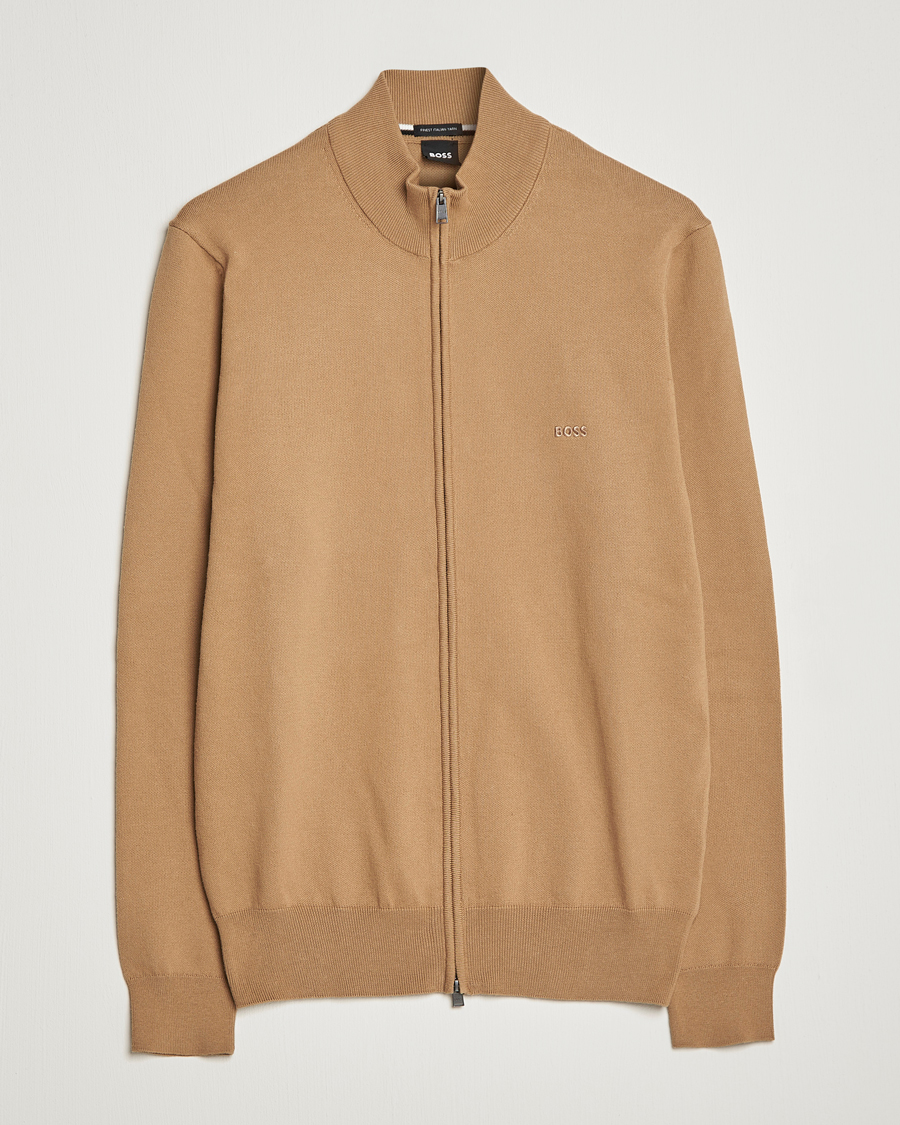 Herre | Trøjer | BOSS BLACK | Palano Knitted Full-Zip Medium Beige