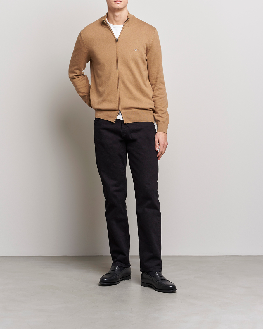 Herre | Trøjer | BOSS BLACK | Palano Knitted Full-Zip Medium Beige