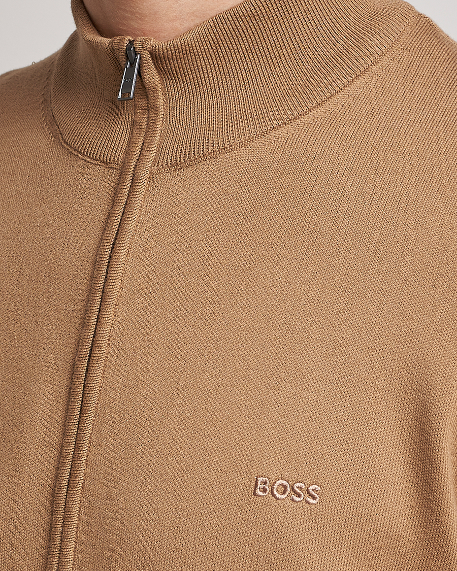 Herre | Trøjer | BOSS BLACK | Palano Knitted Full-Zip Medium Beige