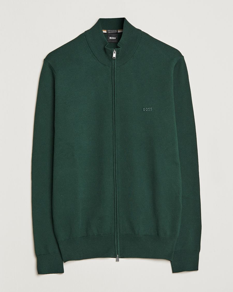 Herre | Trøjer | BOSS BLACK | Palano Knitted Full-Zip Open Green
