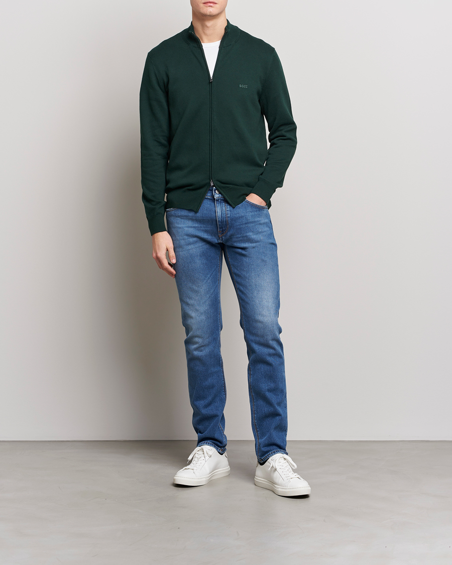Herre | Trøjer | BOSS BLACK | Palano Knitted Full-Zip Open Green