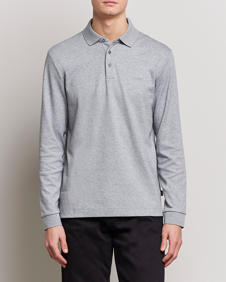 Herre | Strikkede polotrøjer | BOSS BLACK | Pado Knitted Polo Shirt Silver