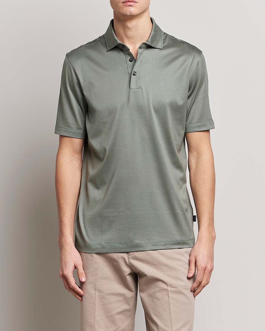 Herre | Polotrøjer | BOSS BLACK | Press Cotton/Lyocell Polo Open Green