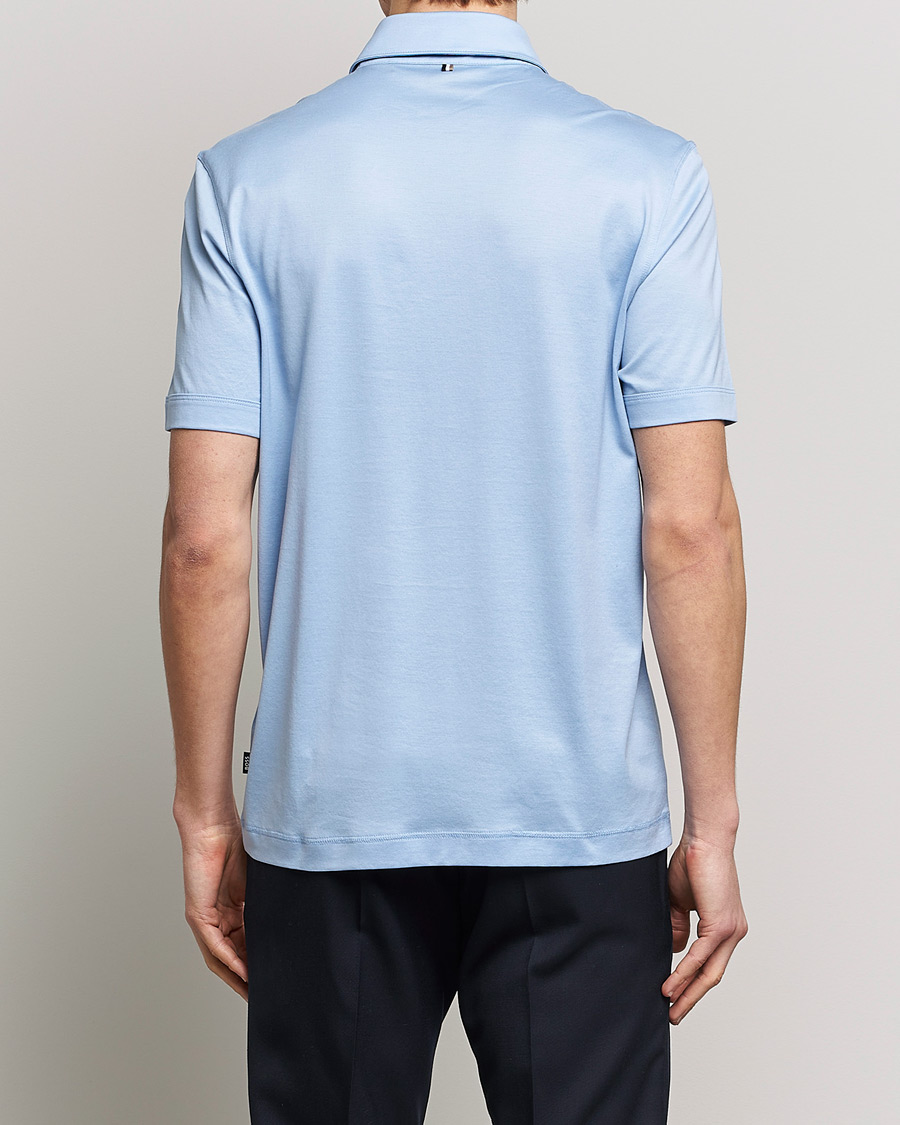 Herre | Polotrøjer | BOSS BLACK | Press Cotton/Lyocell Polo Open Blue