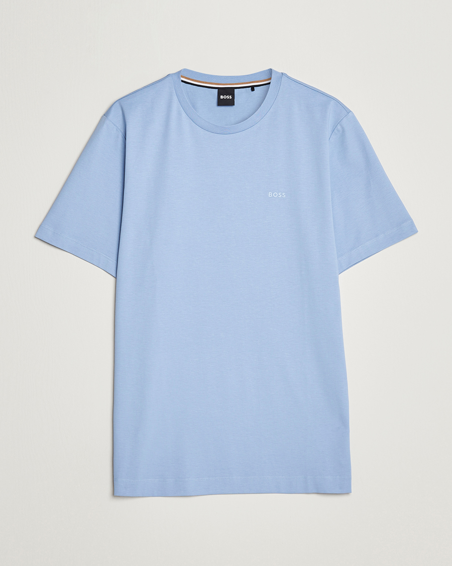 Herre | T-Shirts | BOSS BLACK | Thompson Logo Crew Neck T-Shirt Open Blue