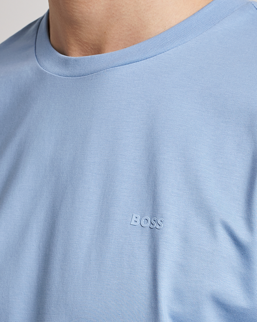 Herre | T-Shirts | BOSS BLACK | Thompson Logo Crew Neck T-Shirt Open Blue