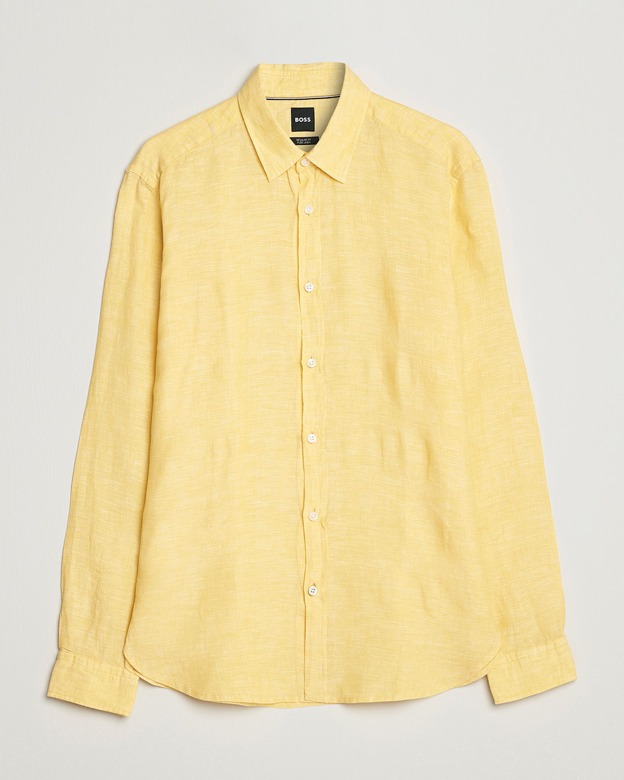 Herre | Skjorter | BOSS BLACK | Liam Linen Shirt Bright Yellow