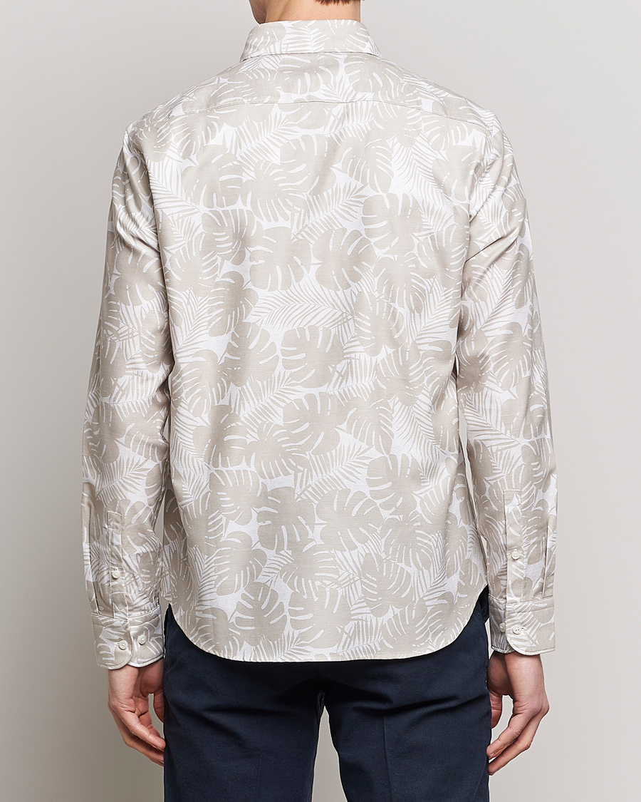 Herre | Skjorter | BOSS BLACK | Hal Cotton/Linen Flower Shirt Light Beige