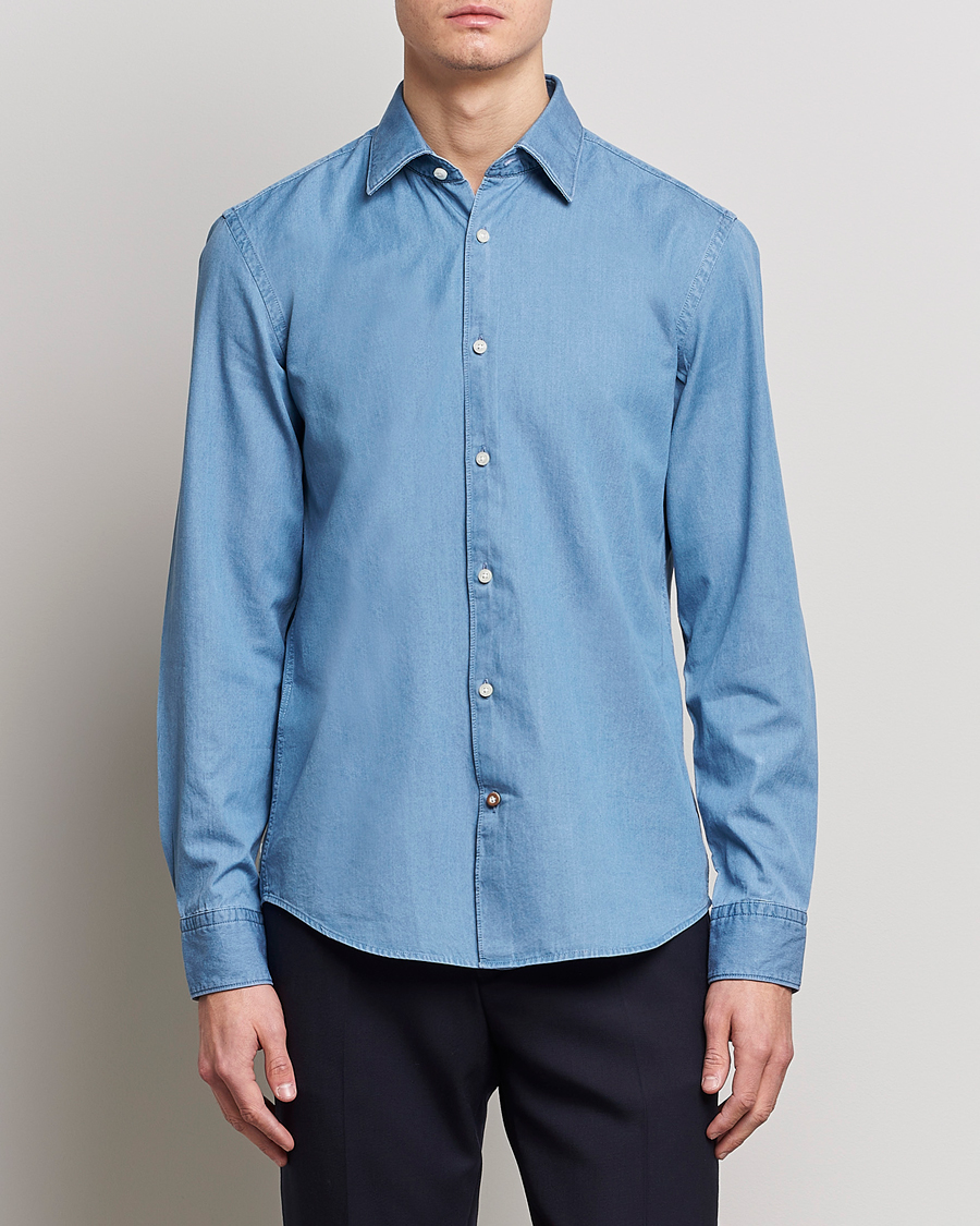 Herre | Denimskjorter | BOSS BLACK | Hal Slim Fit Denim Shirt Open Blue