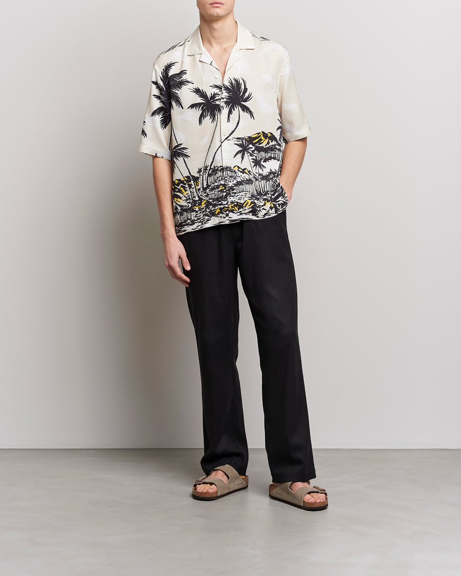 Herre | Skjorter | BOSS BLACK | Lars Printed Resort Collar Shirt Open White