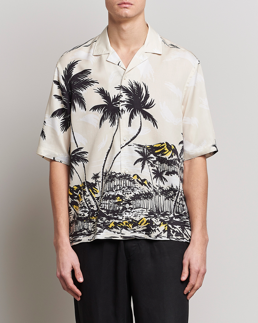 Herre | Skjorter | BOSS BLACK | Lars Printed Resort Collar Shirt Open White