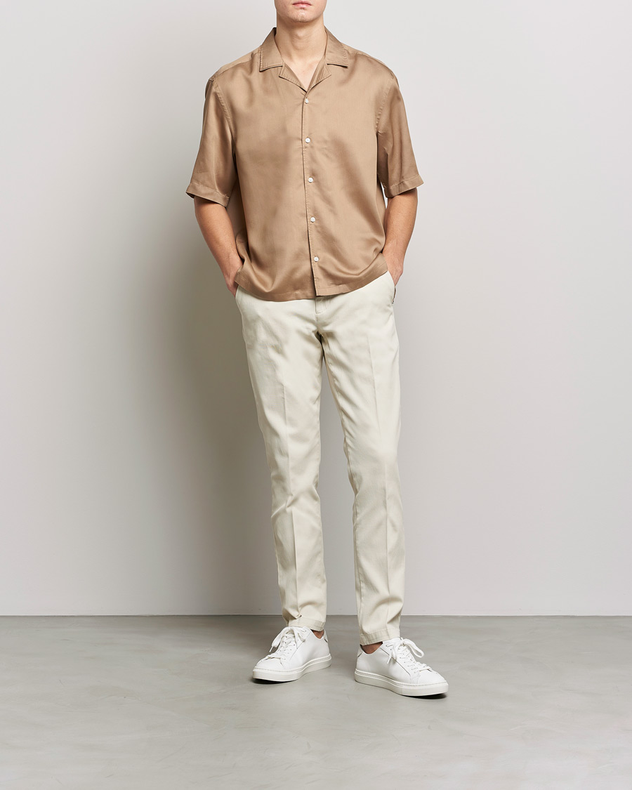 Herre | Skjorter | BOSS BLACK | Lars Resort Collar Short Sleeve Medium Beige