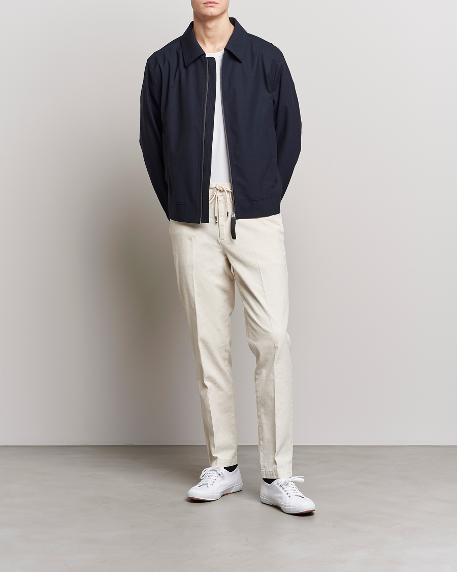 Herre | Bukser | BOSS BLACK | Kane Cotton/Linen Drawstring Trousers Open White