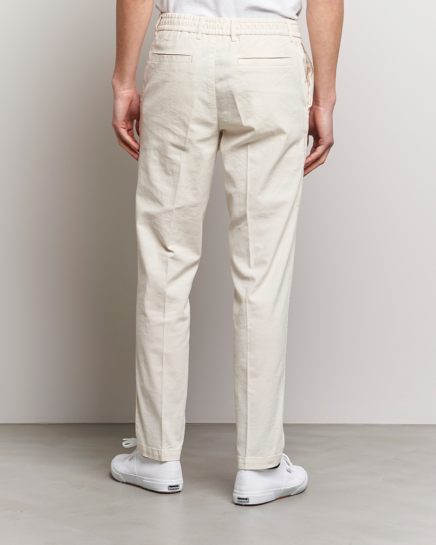 Herre | Bukser | BOSS BLACK | Kane Cotton/Linen Drawstring Trousers Open White