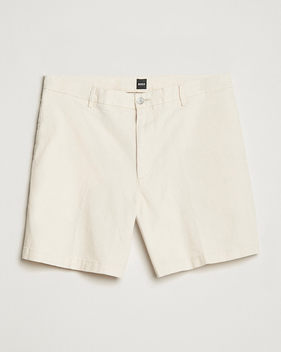 Herre | Shorts | BOSS BLACK | Karlos Cotton/Linen Shorts Open White