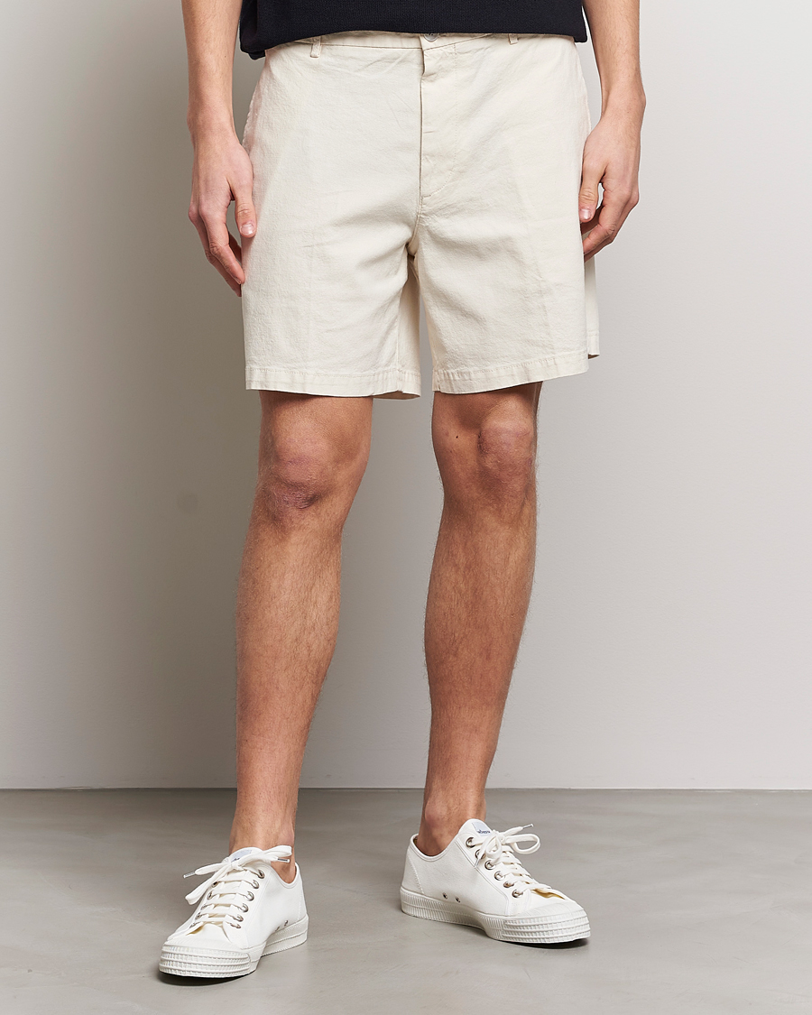 Herre | Shorts | BOSS BLACK | Karlos Cotton/Linen Shorts Open White