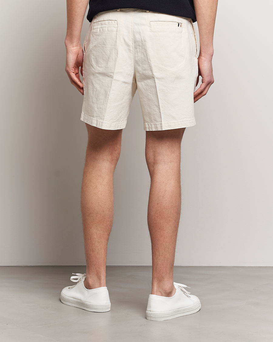 Herre | Shorts | BOSS BLACK | Karlos Cotton/Linen Shorts Open White