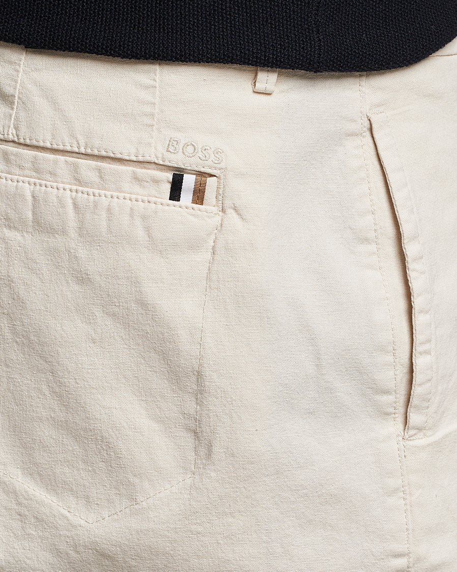 Herre | Shorts | BOSS BLACK | Karlos Cotton/Linen Shorts Open White