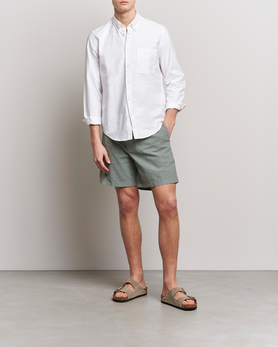 Herre | Shorts | BOSS BLACK | Karlos Cotton/Linen Shorts Open Green