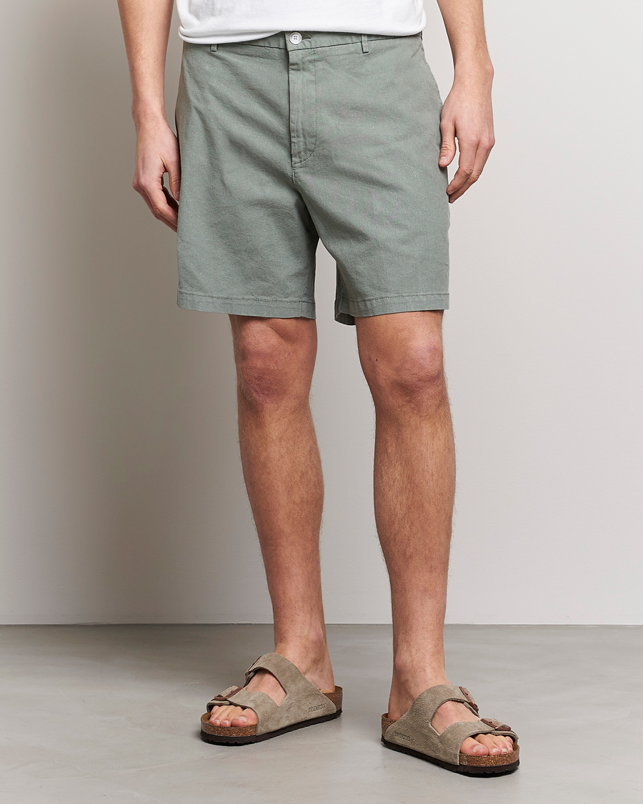 Herre | Chino shorts | BOSS BLACK | Karlos Cotton/Linen Shorts Open Green
