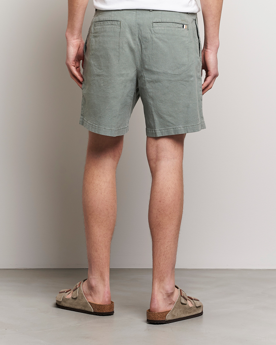 Herre | Shorts | BOSS BLACK | Karlos Cotton/Linen Shorts Open Green