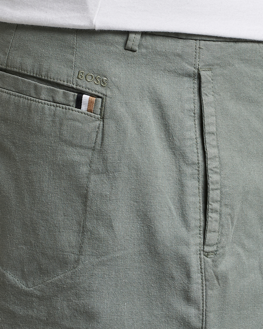 Herre | Shorts | BOSS BLACK | Karlos Cotton/Linen Shorts Open Green