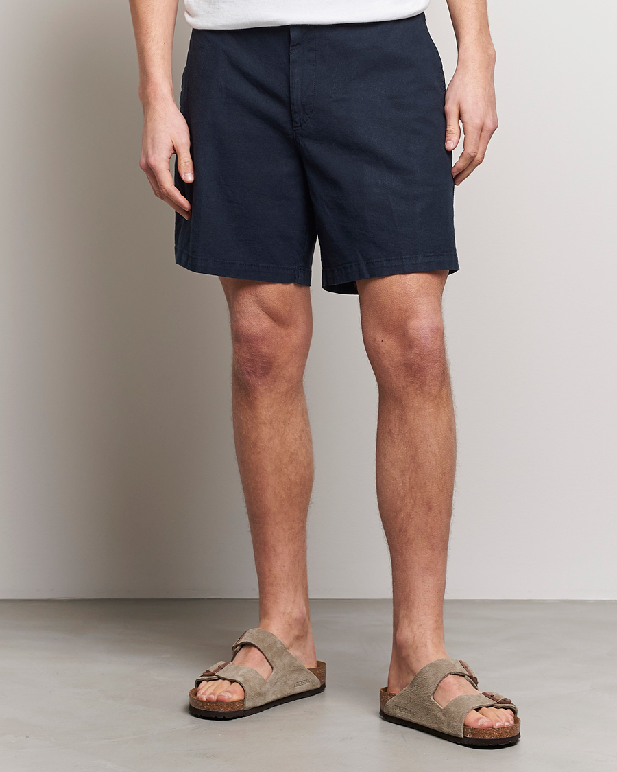 Herre | Shorts | BOSS BLACK | Karlos Cotton/Linen Shorts Dark Blue