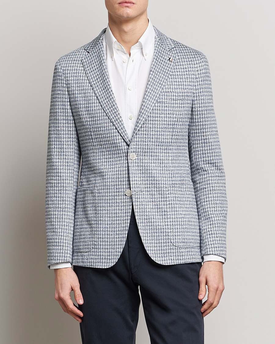 Herre | Blazere & jakker | BOSS BLACK | Hanry Linen/Cotton Structured Blazer Open Blue
