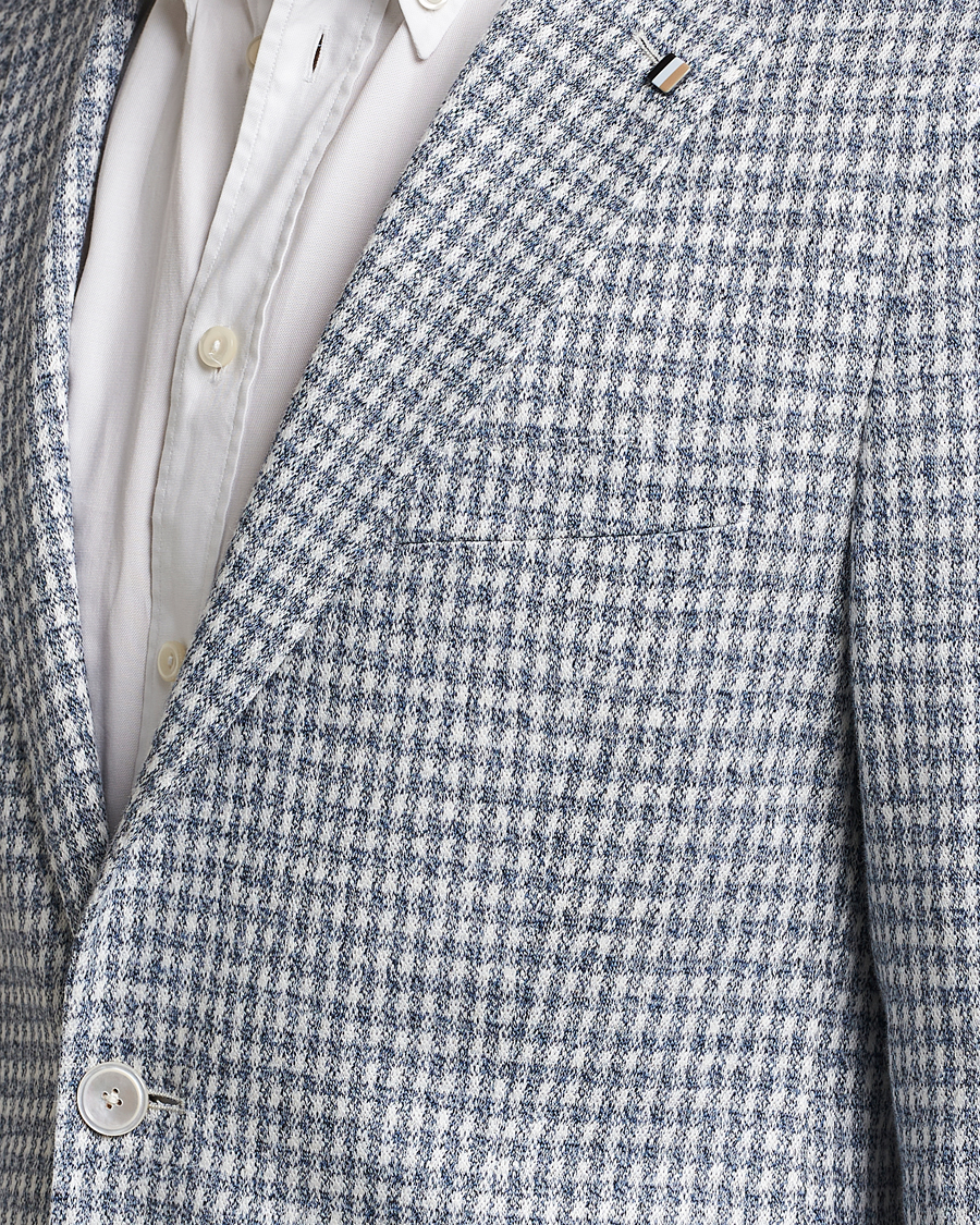 Herre | Blazere & jakker | BOSS BLACK | Hanry Linen/Cotton Structured Blazer Open Blue