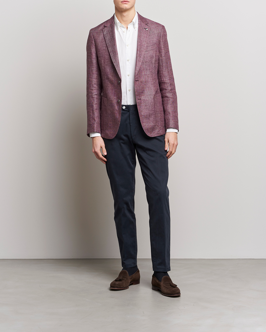 Herre | Blazere & jakker | BOSS BLACK | Hanry Linen/Wool Blazer Dark Red