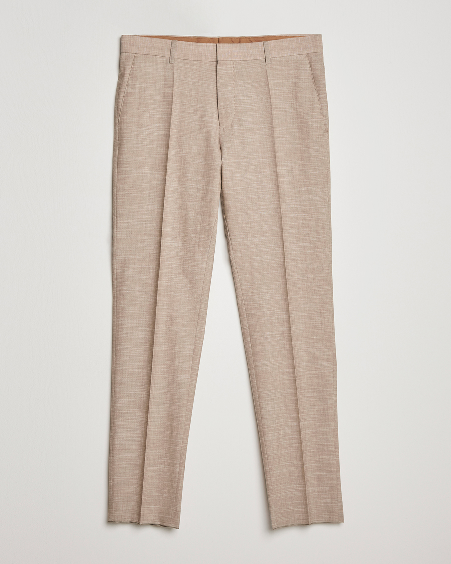 Herre | Bukser | BOSS BLACK | Genius Wool/Cotton Pleated Trousers Light Beige